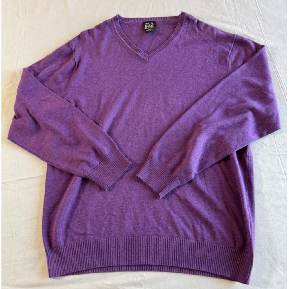 Jos A Bank Sweater XXL Signature Collection Purple Pima Cotton V-Neck Mens